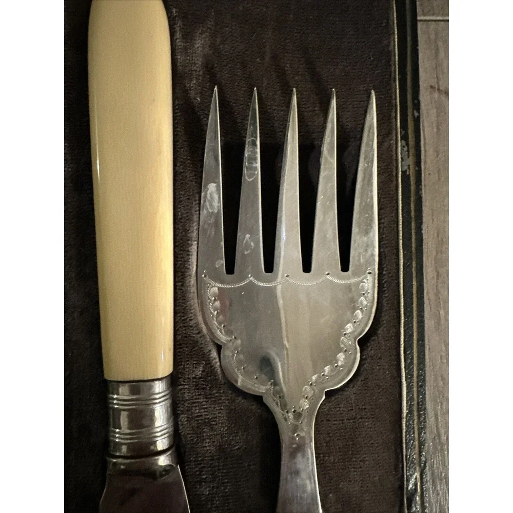 Antique Vintage A&D S Fish Serving Knife And Fork Set, Cutlery Flatware‎